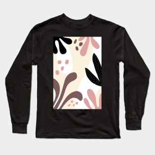 Abstract Organic Shapes and Leaves Mid Century Modern Long Sleeve T-Shirt